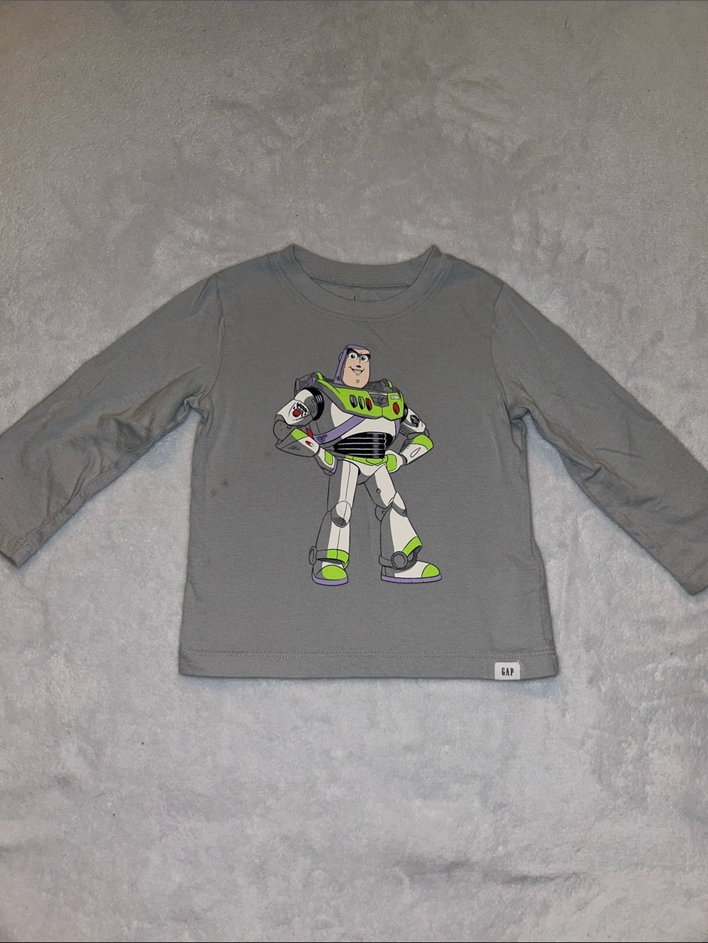 GAP Gray Long-Sleeve Buzz Lightyear Graphic Tee